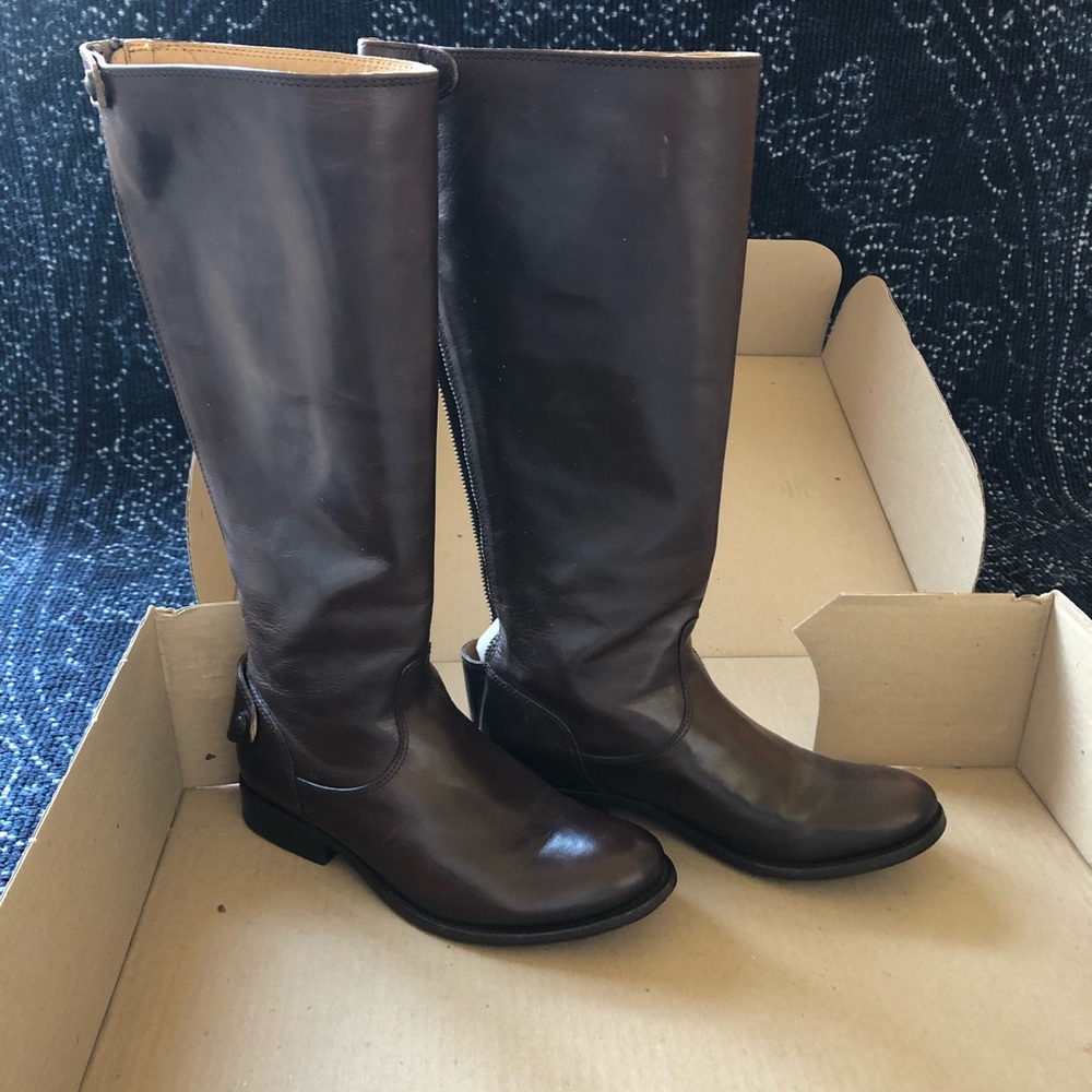 Frye Melissa button back zip leather boots